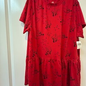 Disney Red Dress with Black Minnie Mouse Print